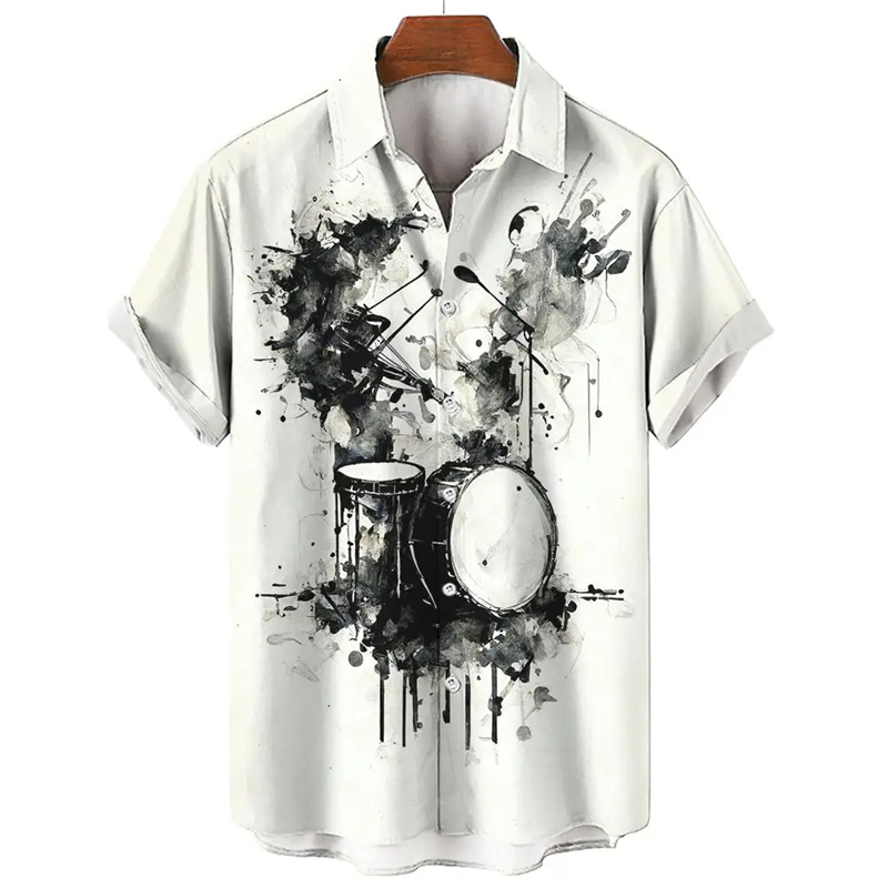 Musical Instrument Hawaiian - Chemise hawaïenne à motifs musicaux colorés