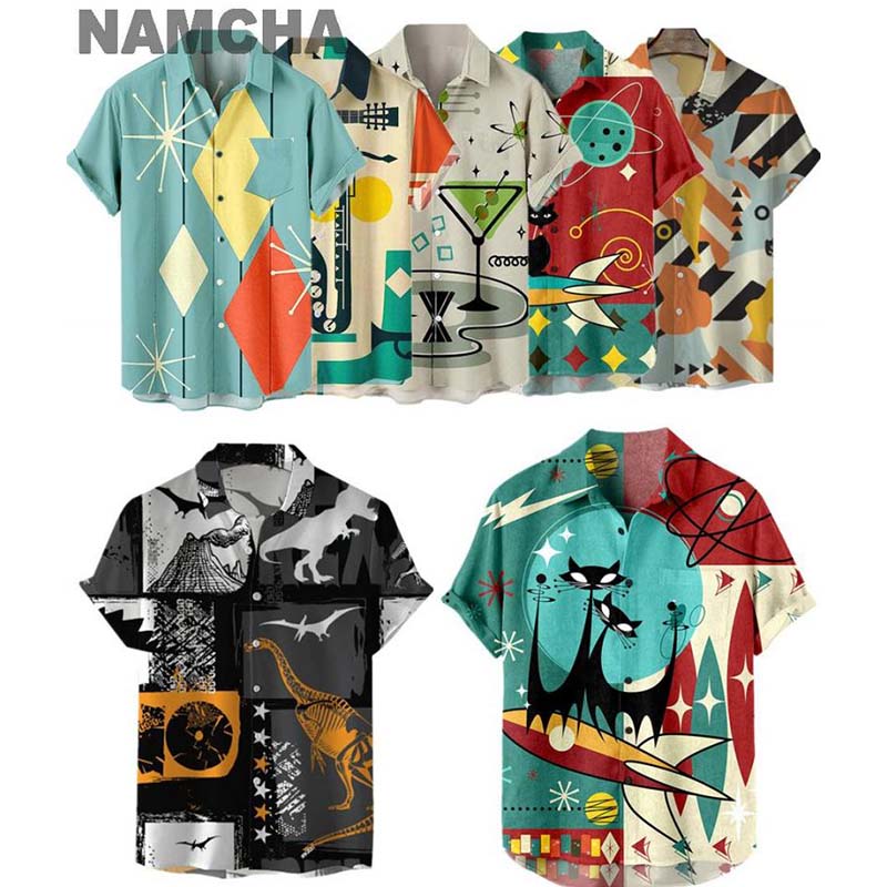 Musical Instrument Hawaiian - Chemises hawaïennes pour hommes, Style plage,