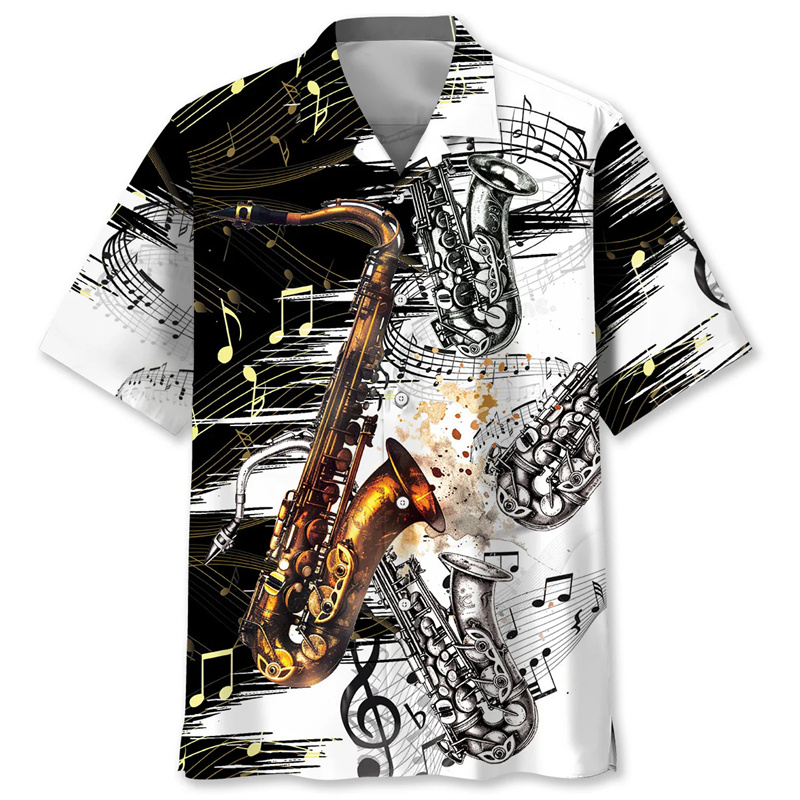 Musical Instrument Hawaiian - Saxophone chemise hawaïenne tropicale été impression