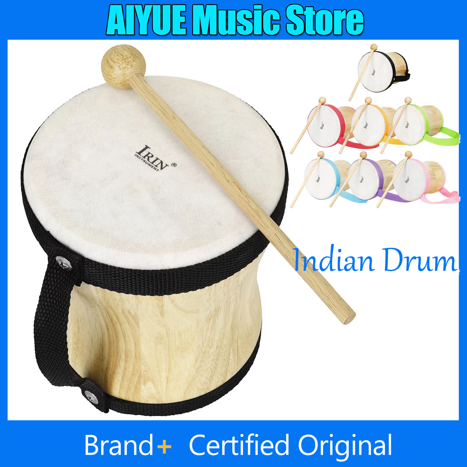 Musical Instrument Indian - Tambour indien en bois avec peau